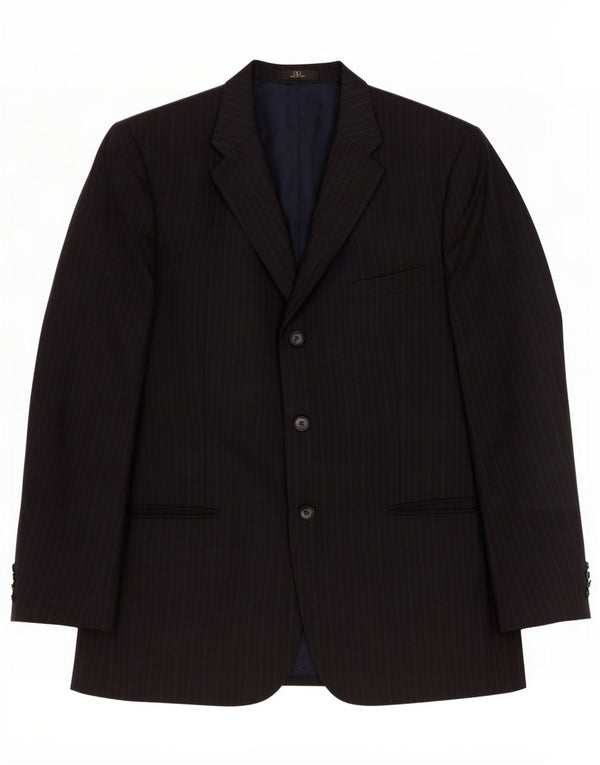 Valentino Herren 3-Knopf-Blazerjacke IT 54 2XL Schwarzer Nadelstreifen-Klassiker