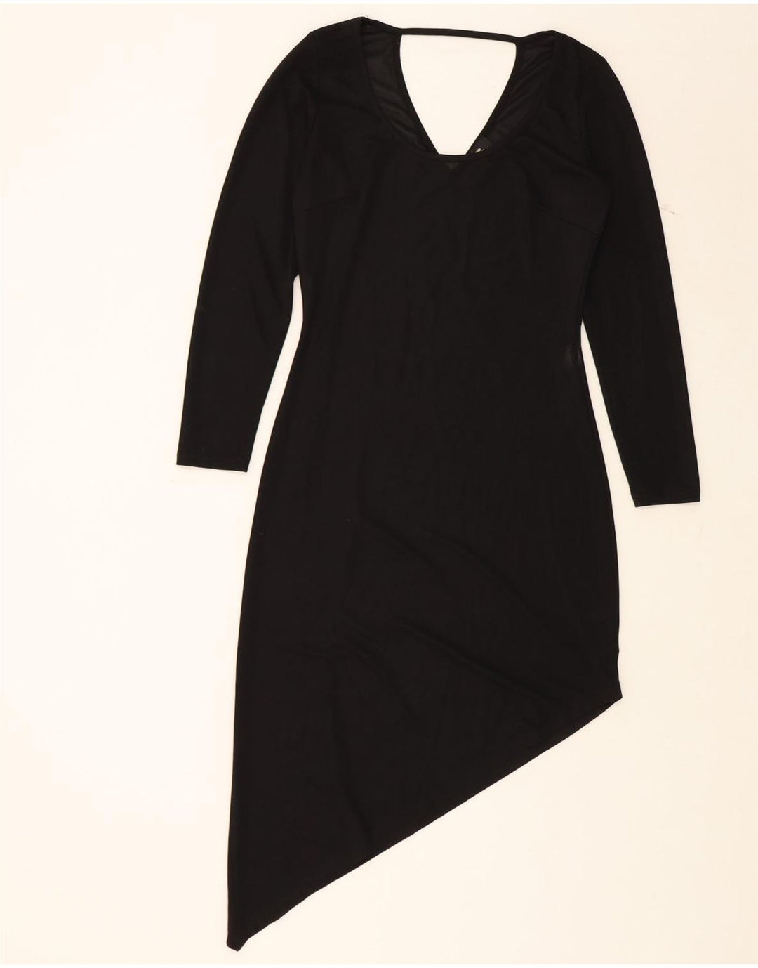 ROMAN'S Womens Long Sleeve Asymmetrical Dress UK 12 Medium Black Polyester Vintage Roman's and Second-Hand Roman's from Messina Hembry 