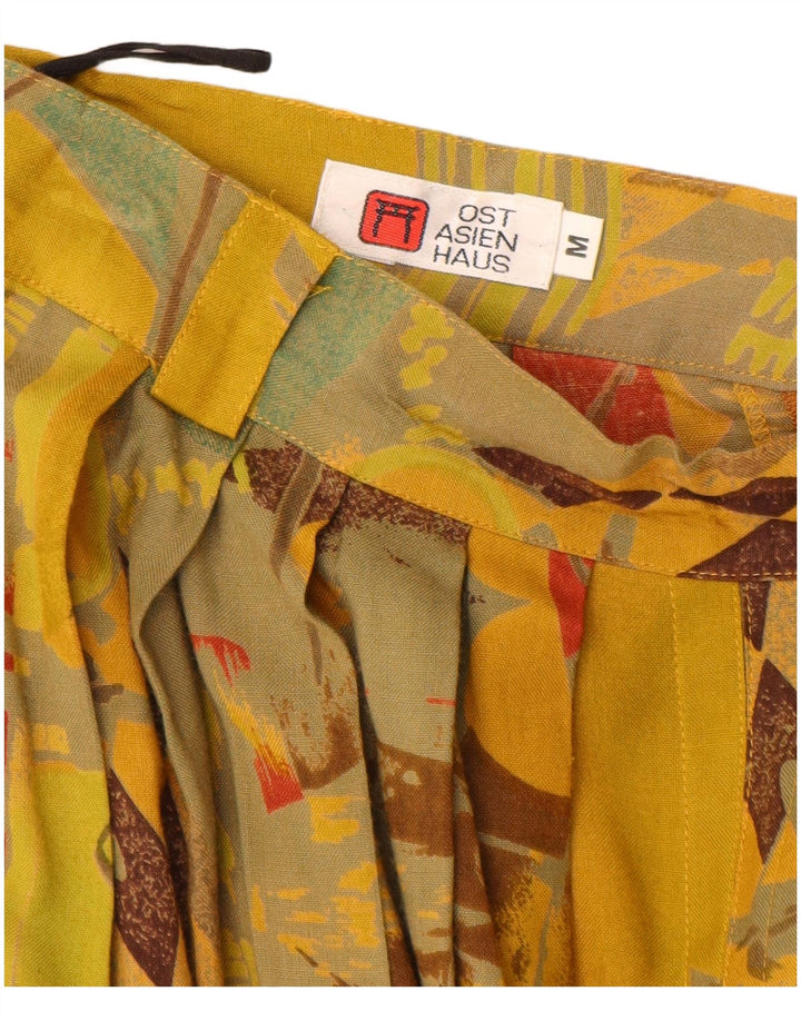 Vintage Damen Faltenrock mit abstraktem Muster, mittelgroß, W30, Gelb