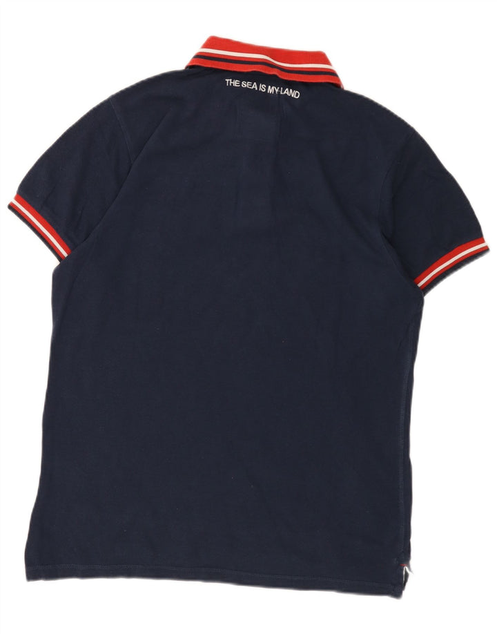 North Sails Herren-Poloshirt, groß, marineblau, Colourblock-Baumwolle