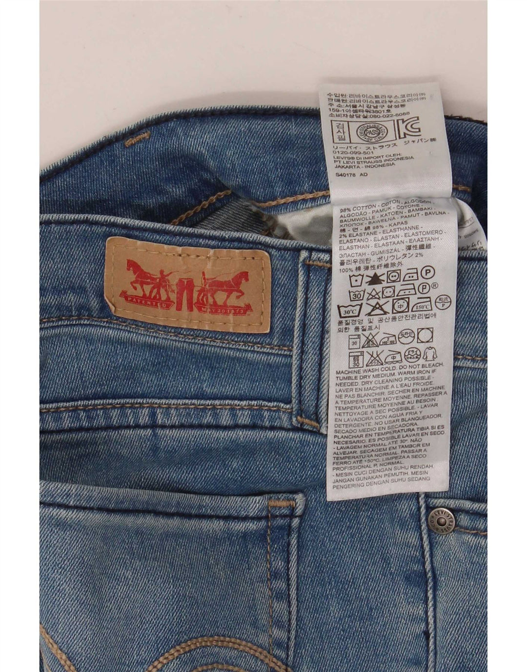 Levi's Damen 524 Too Superlow Slim Jeans W27 L27 Blaue Baumwolle