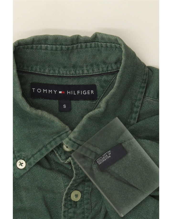 Tommy Hilfiger Herrenhemd, klein, grüne Baumwolle