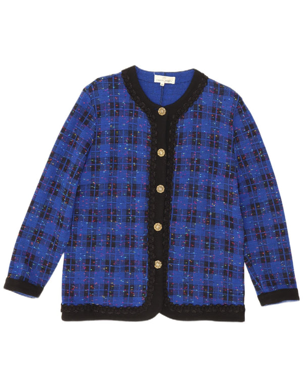 Carolina Pedrjoni Damen Strickjacke Pullover IT 50 XL Blau kariertes Acryl