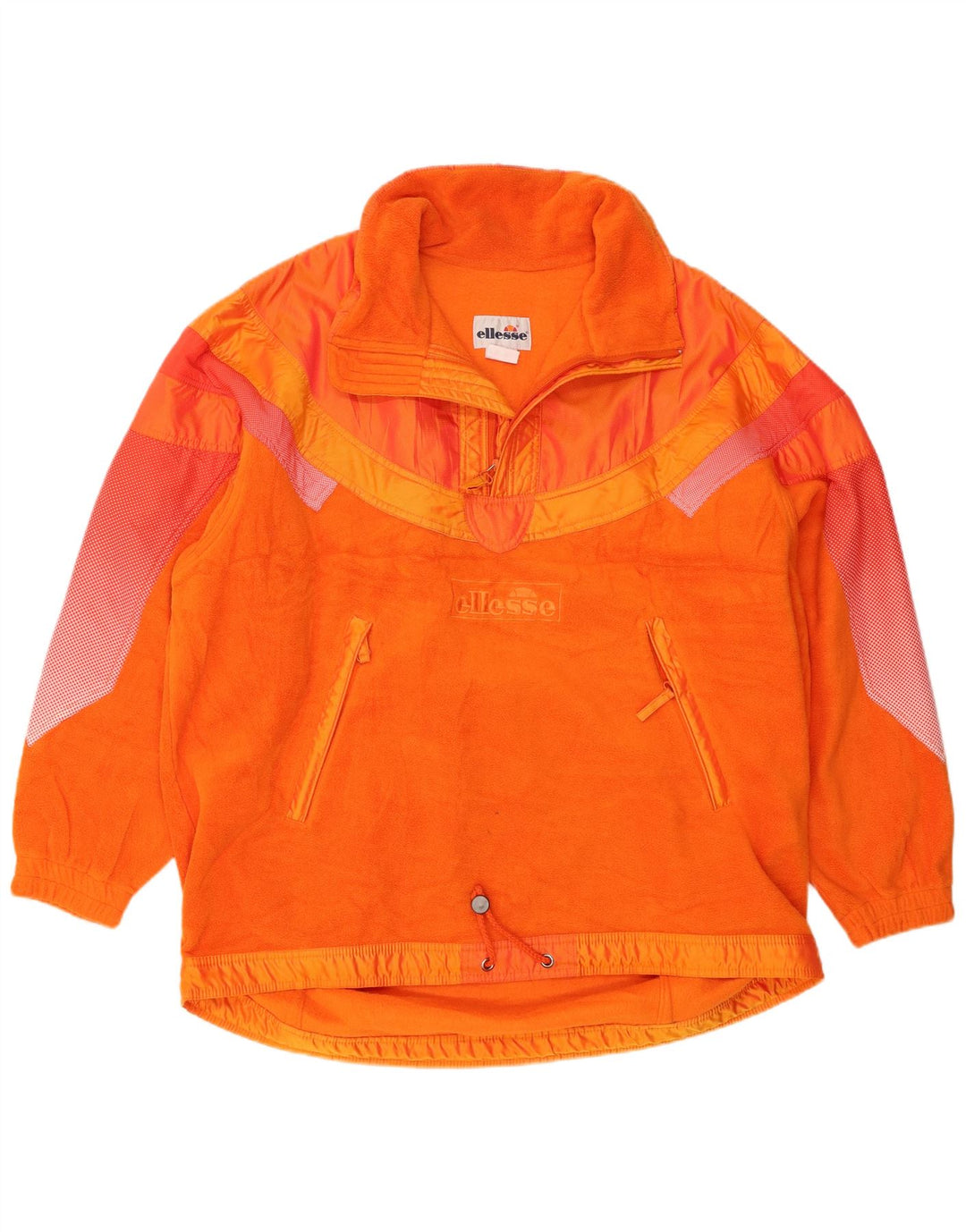 Ellesse Herren-Fleecepullover mit Reißverschluss, IT 54 XL, orangefarbenes Farbblock-Polyester
