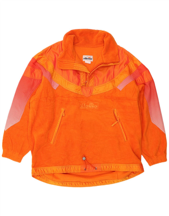 Ellesse Herren-Fleecepullover mit Reißverschluss, IT 54 XL, orangefarbenes Farbblock-Polyester