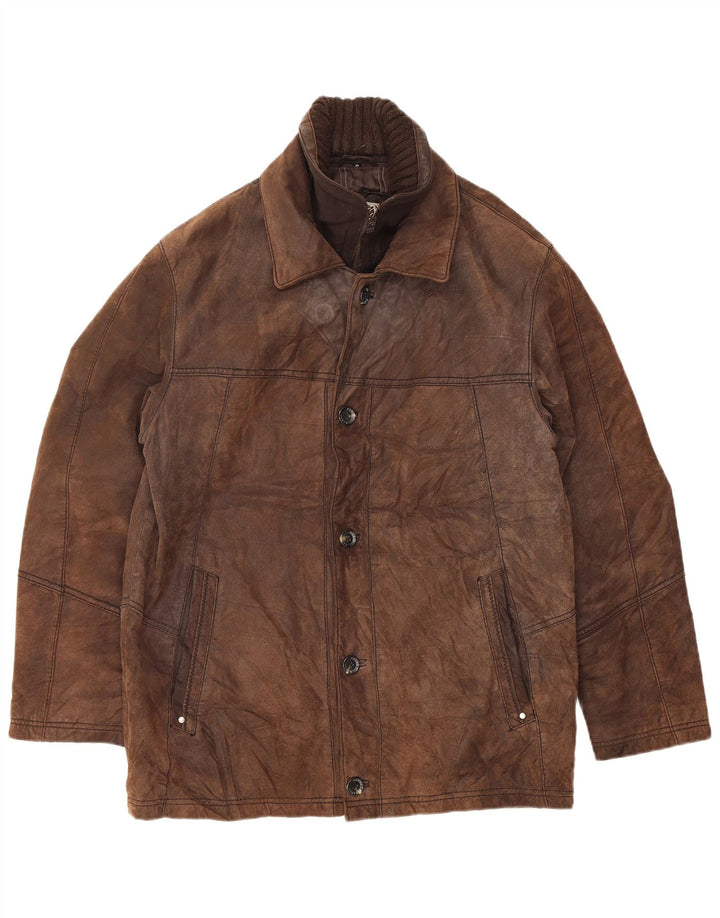 VINTAGE Mens Leather Jacket IT 48 Medium Brown Leather