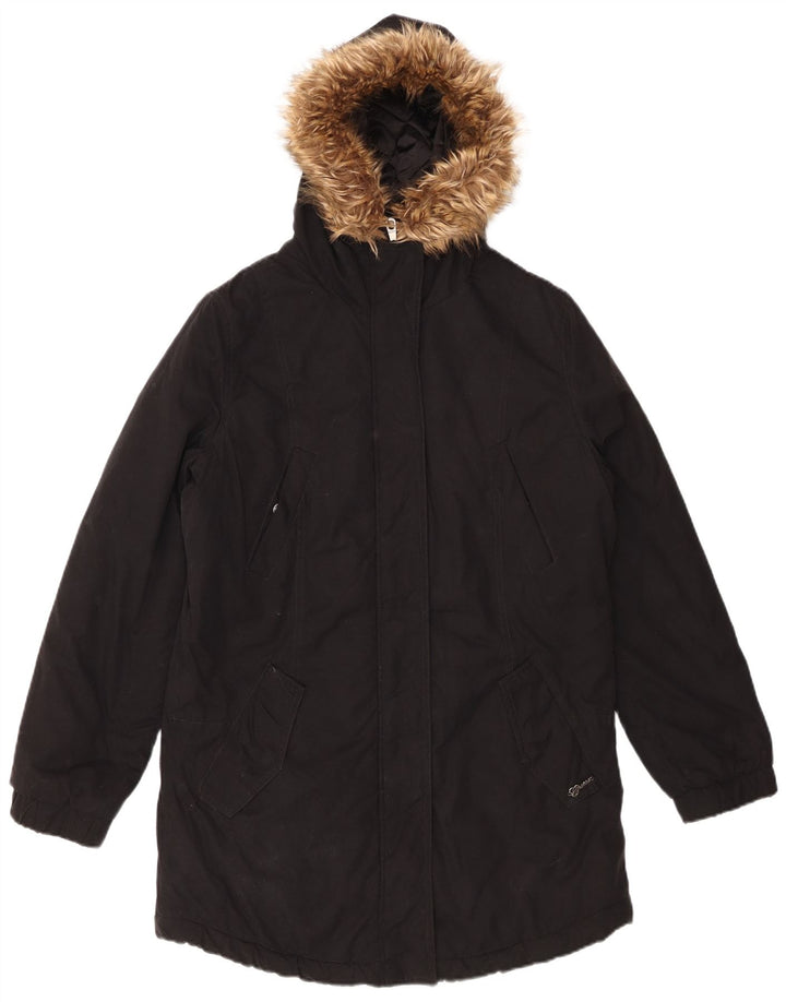 GUESS Damen Parka-Jacke in Übergröße mit Kapuze, Größe S, Größe S, Schwarz, Baumwolle