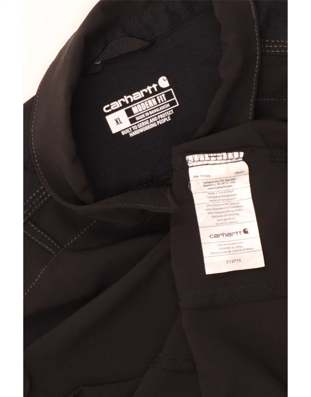 Carhartt Herren Modern Fit Kurzarm-Pulloverhemd XL Schwarz Polyester