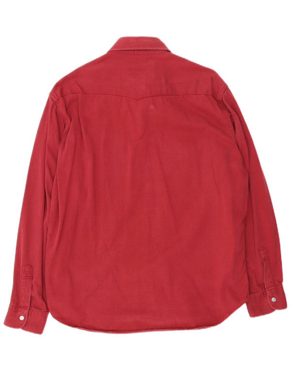 Carrera Mens Denim Shirt Large Burgundy Cotton