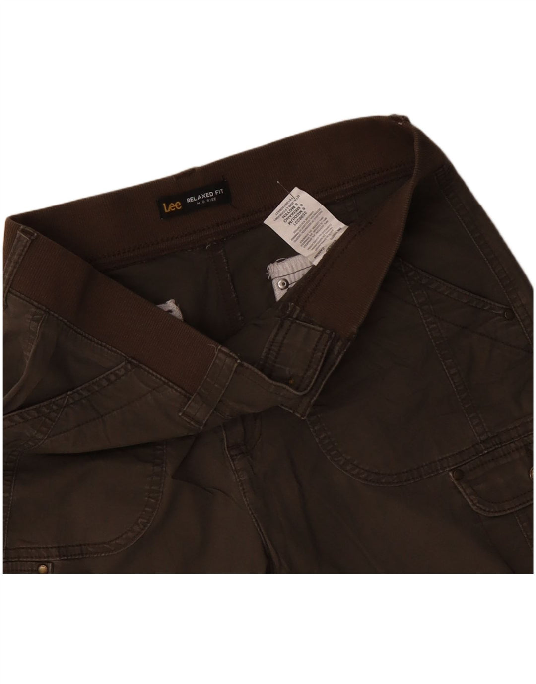 LEE Damen-Cargoshorts mit mittlerer Leibhöhe und entspannter Passform, US 6, Mittel W30, Khaki-Baumwolle