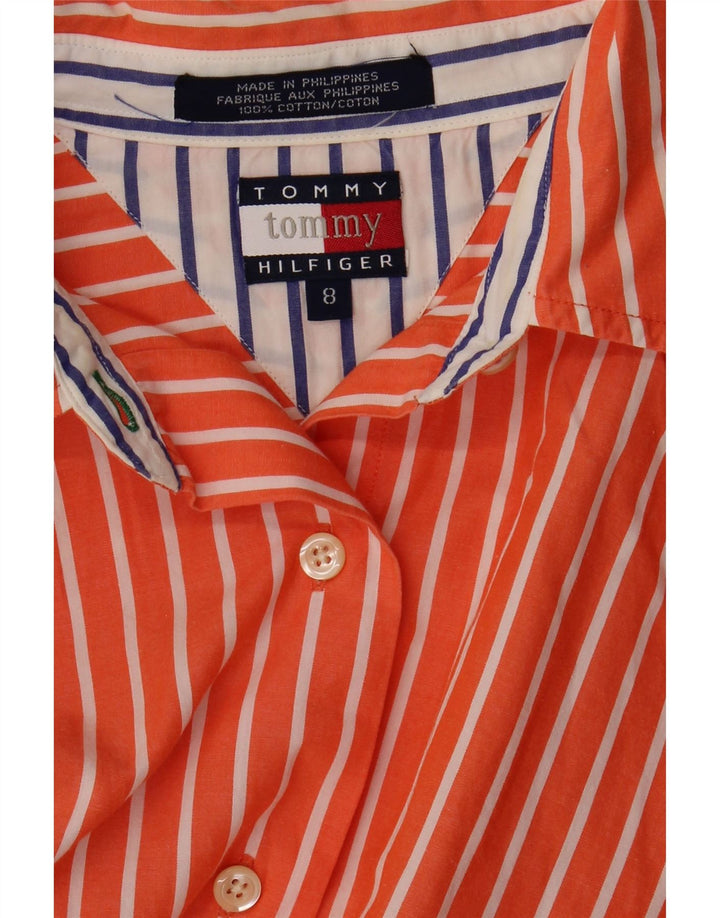 TOMMY HILFIGER Womens Shirt US 8 Medium Orange Pinstripe Cotton Vintage Tommy Hilfiger and Second-Hand Tommy Hilfiger from Messina Hembry 