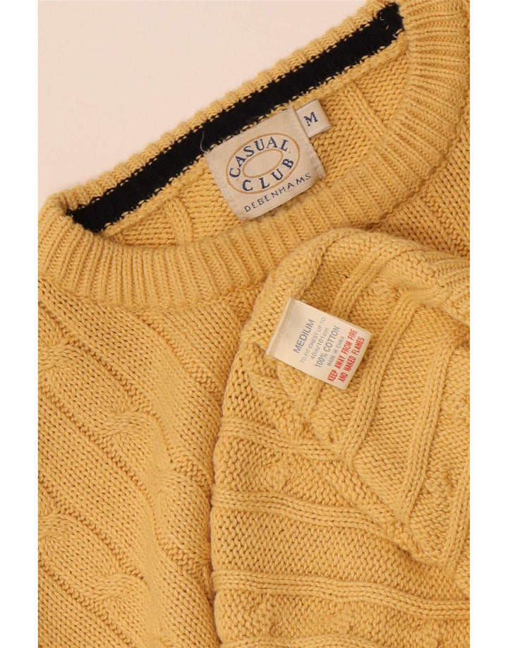 Debenhams Herren-Pullover mit Rundhalsausschnitt, mittelgelbe Baumwolle