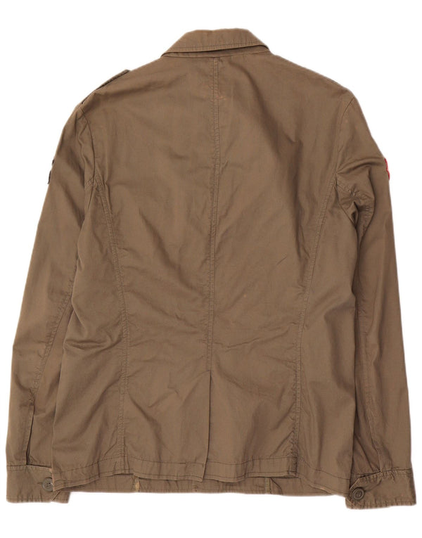 Guru Herren-Militärjacke mit Grafik, UK 40, Größe L, Braun, Baumwolle