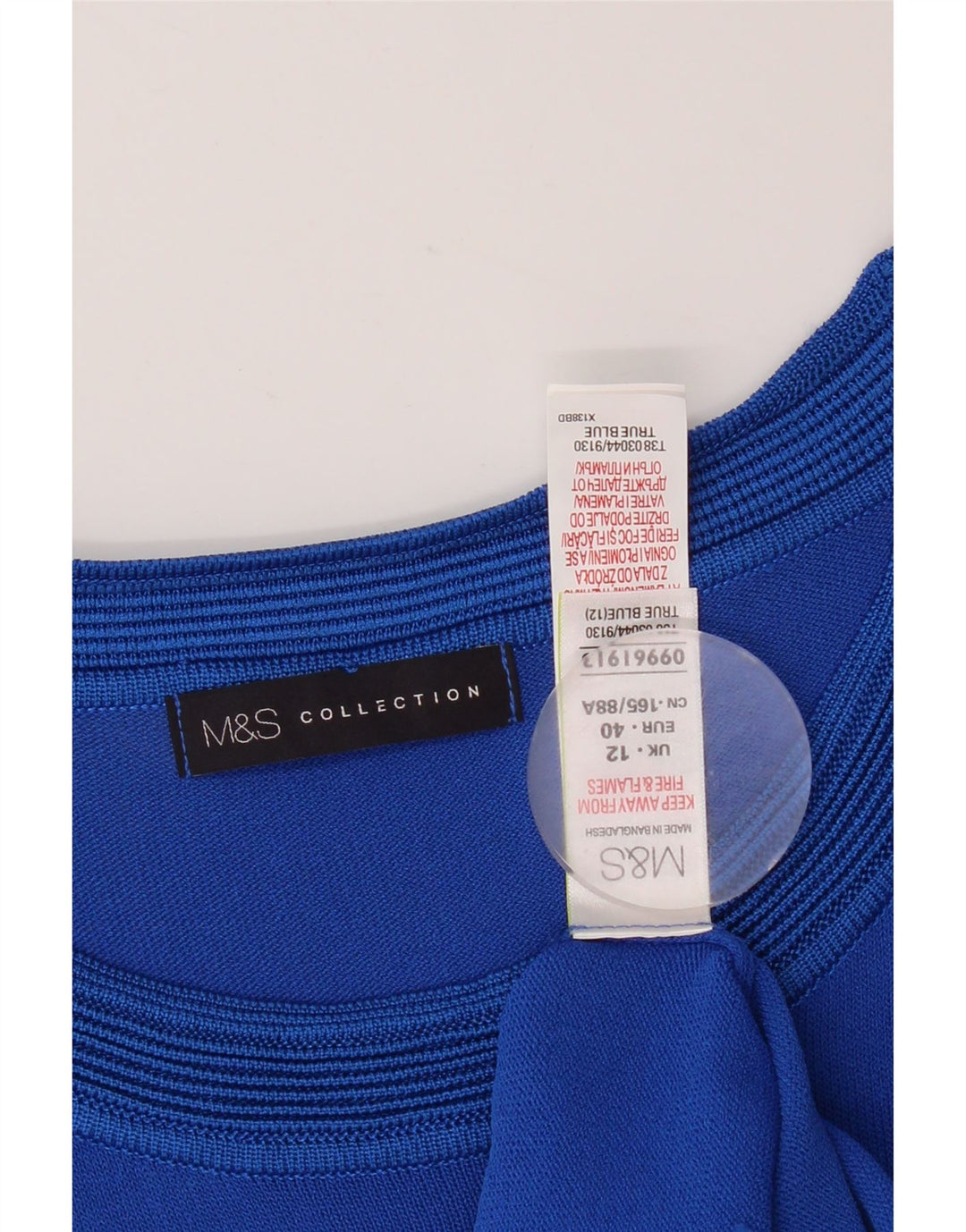 Marks & Spencer Damen-Blusenoberteil UK 12 Mittelblaue geometrische Viskose