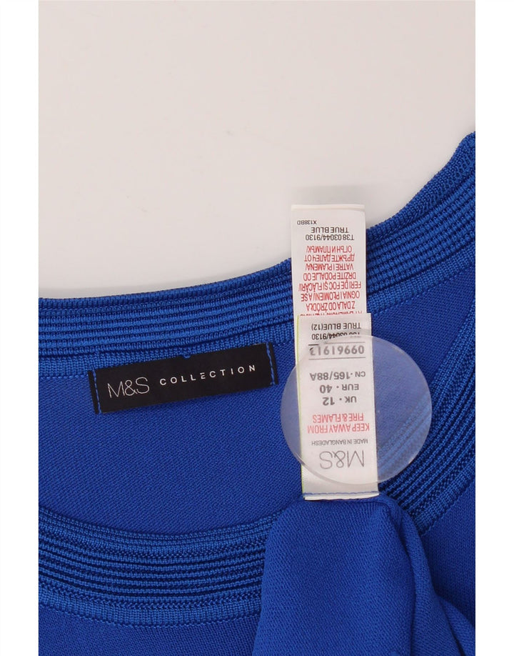 Marks & Spencer Damen-Blusenoberteil UK 12 Mittelblaue geometrische Viskose