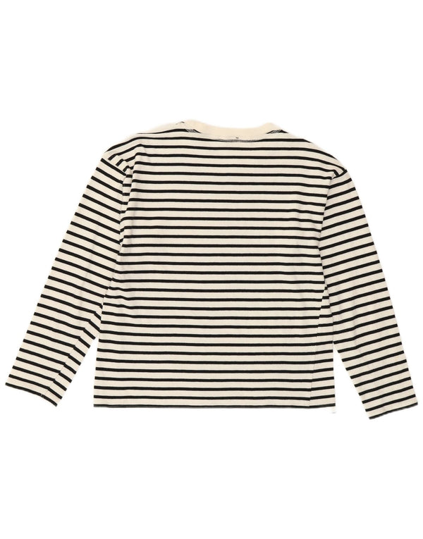 Zara Damen Top Langarm UK 10 Small Weiß gestreift