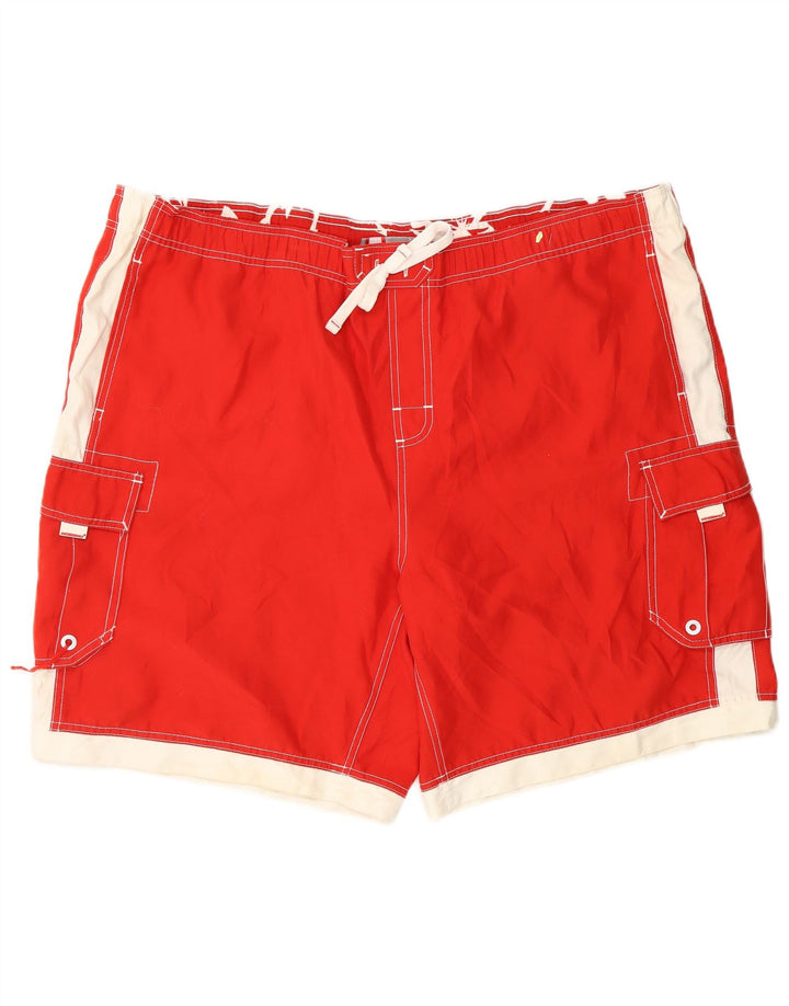 MOSSIMO Herren-Badeshorts XL, rotes Colourblock-Polyester