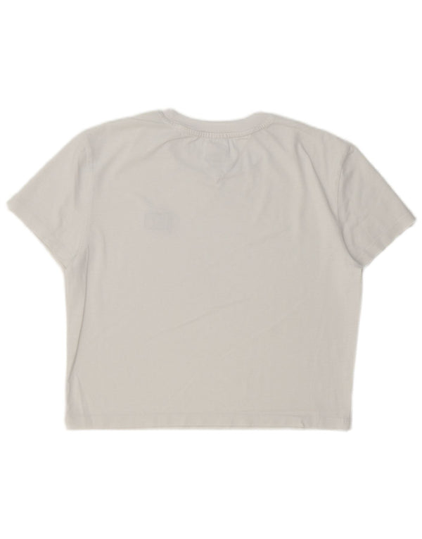 Tommy Hilfiger Damen Crop T-Shirt Top UK 10 Small Weiß