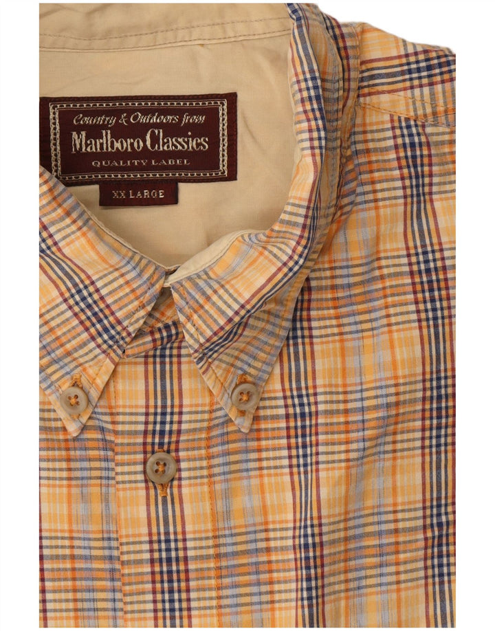 Marlboro Classics Herren Kurzarmhemd 2XL Beige kariert