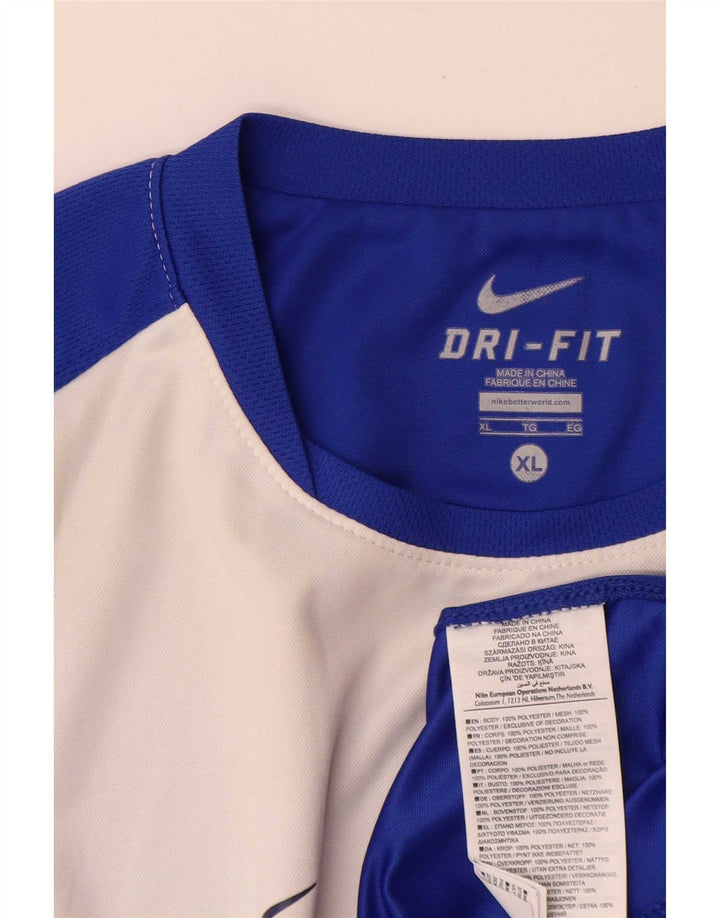 Nike Herren Dri Fit T-Shirt Top XL Blaues Colourblock-Polyester