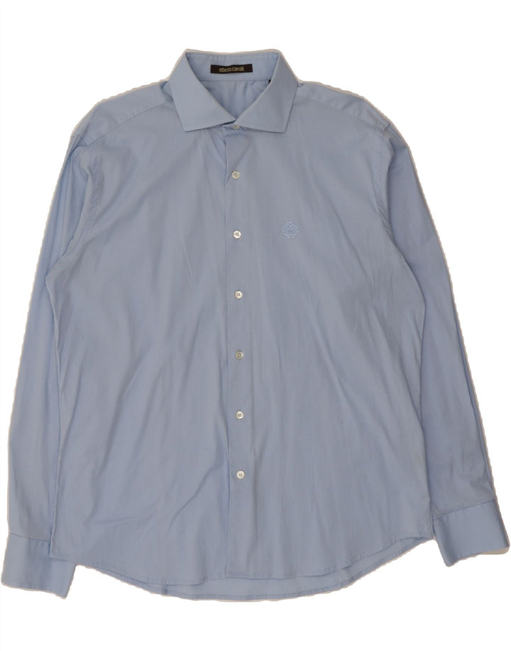 ROBERTO CAVALLI Mens Shirt Size 17 43 XL Blue Cotton Vintage Roberto Cavalli and Second-Hand Roberto Cavalli from Messina Hembry 