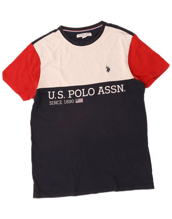U.S. Polo Assn. Grafisches T-Shirt-Oberteil für Herren, mittelgroß, Marineblau, Farbblock