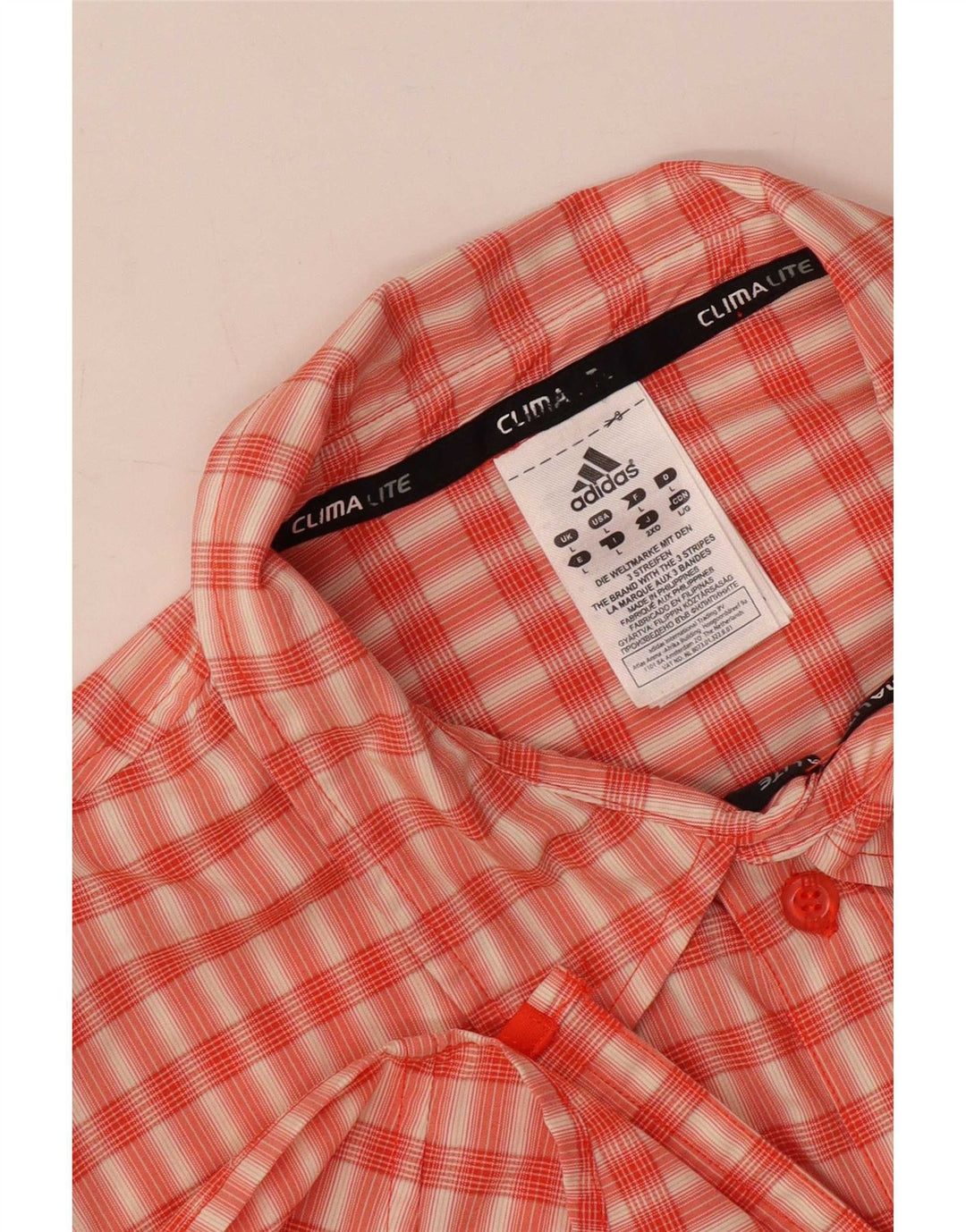 Adidas Herren Climalite Kurzarmhemd, großes orangefarbenes Karo-Polyester