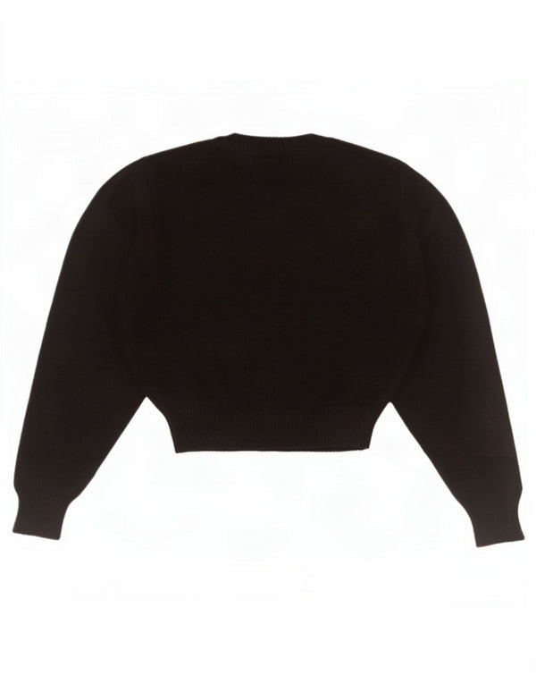 Zara Damen Crop Crew Neck Pullover Pullover UK 10 Small Schwarze Viskose
