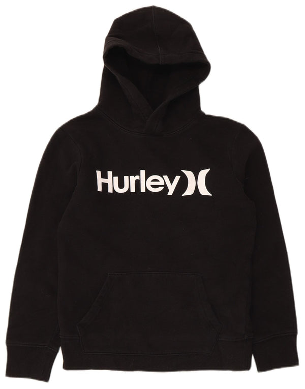 Hurley Jungen-Kapuzenpullover mit Grafik, 10–11 Jahre, schwarze Baumwolle