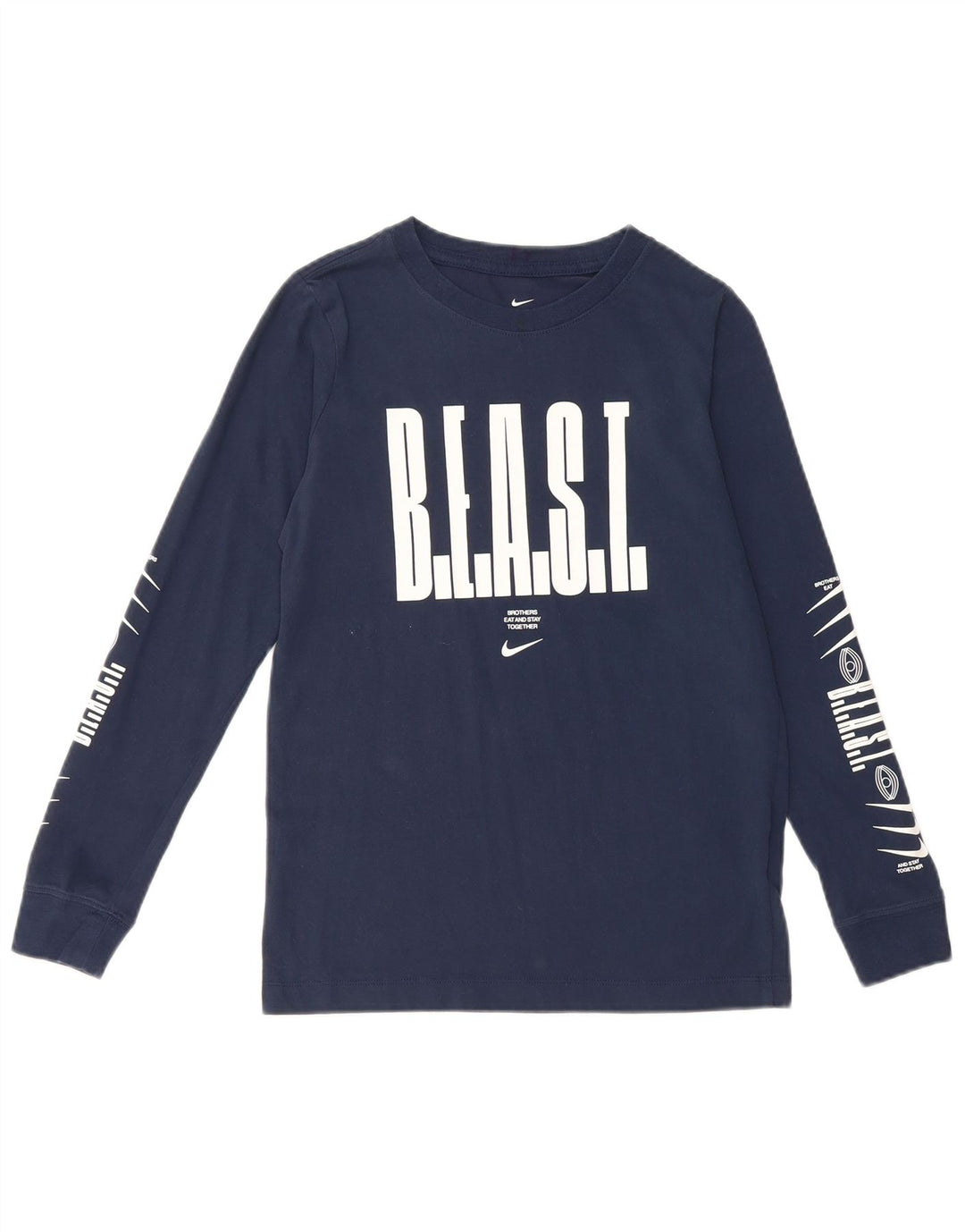 Nike Langarm-Oberteil mit Grafik für Jungen, 10–11 Jahre, mittelmarineblaue Baumwolle