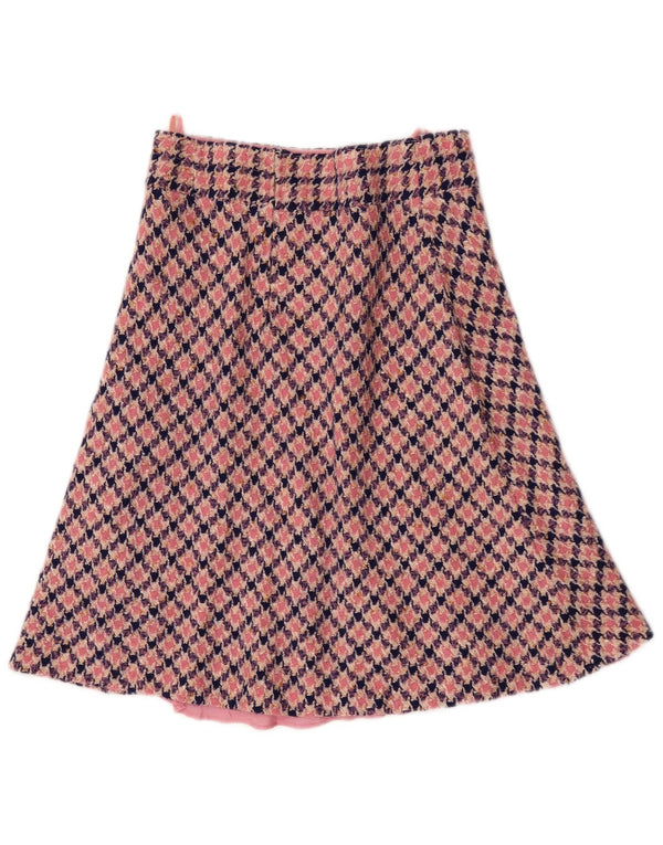 Vintage Damen A-Linienrock Medium W30 Rosa Hahnentrittmuster