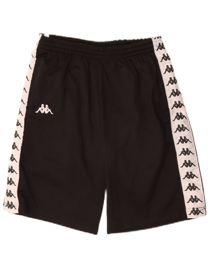 Kappa Grafik-Sportshorts für Jungen, 11–12 Jahre, schwarzes Farbblock-Polyester