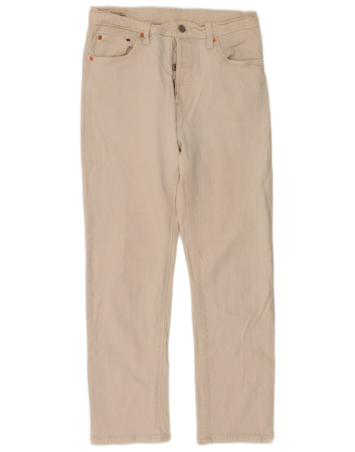 Levi's Damen 501 Straight Jeans W29 L28 Off White Baumwolle