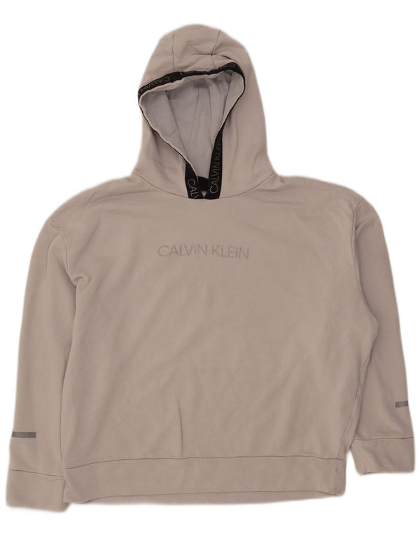 Calvin Klein Damen Graphic Hoodie Pullover UK 14 Mittelgrau Farbblock