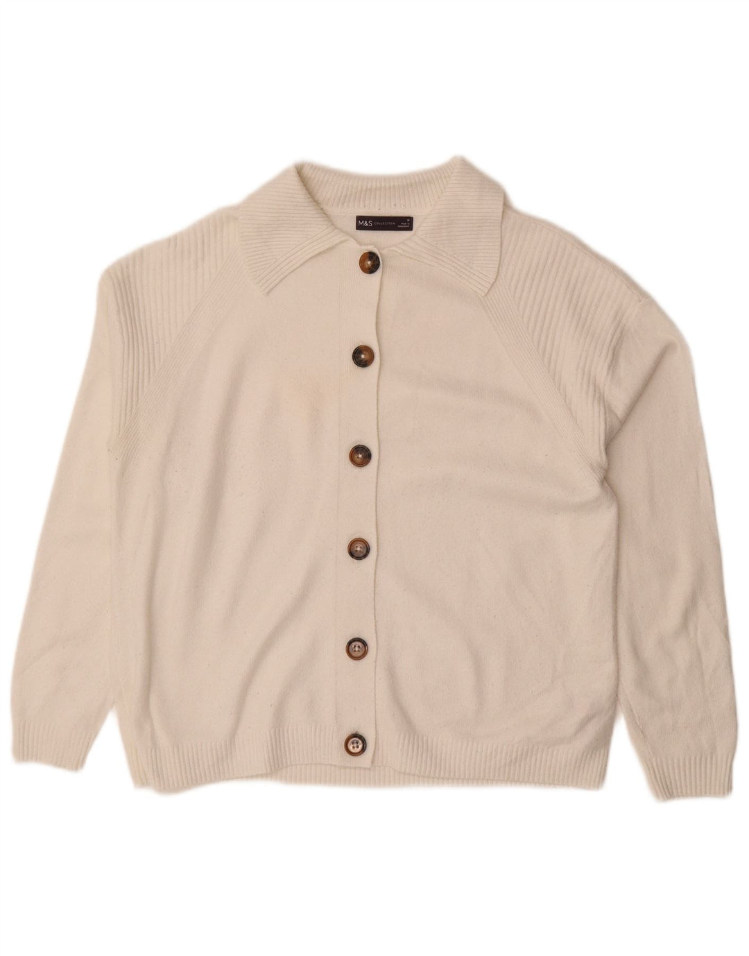 Marks & Spencer Damen-Cardigan mit lockerer Passform, Gr. 14, Mittelweiß