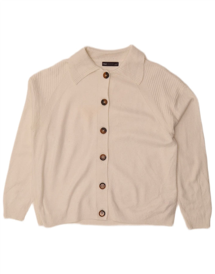 Marks & Spencer Damen-Cardigan mit lockerer Passform, Gr. 14, Mittelweiß
