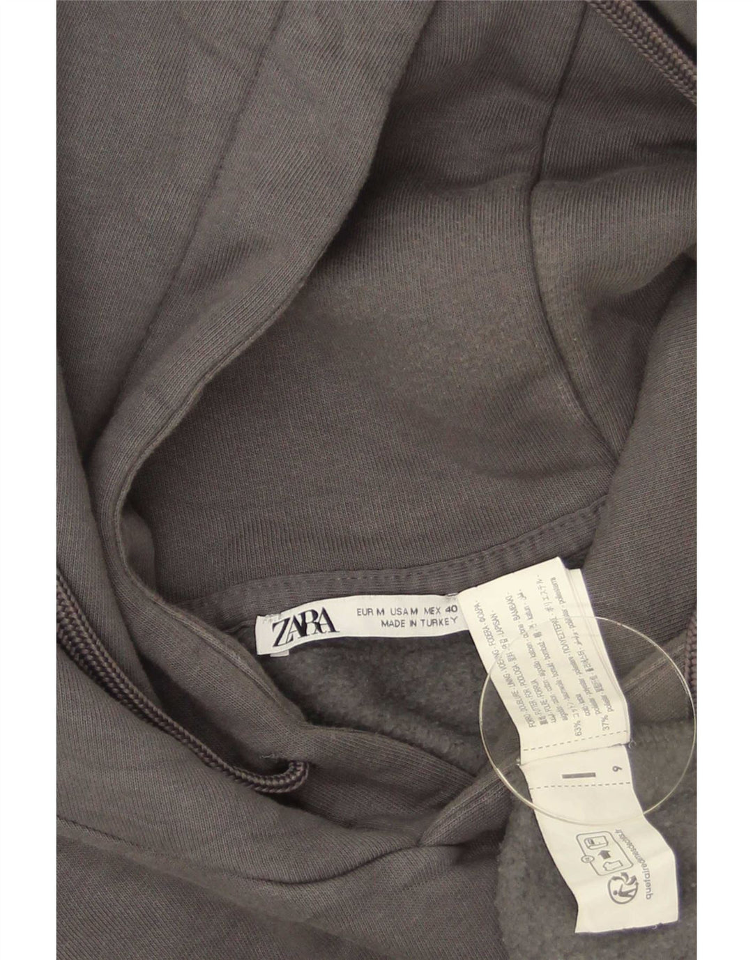 Zara Herren Kapuzenpullover aus mittelgrauer Baumwolle