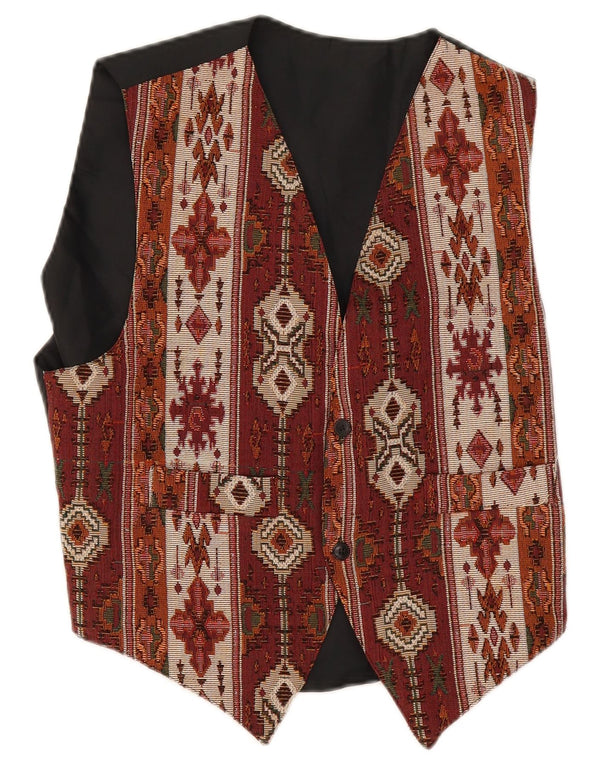 Vintage Herren Weste Medium Burgund Geometrisch