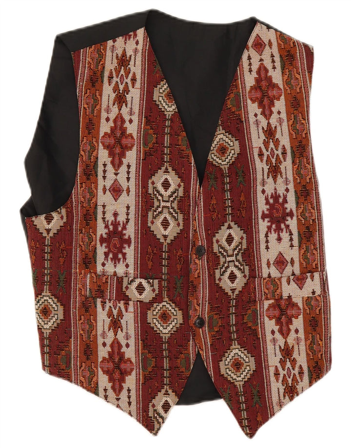 Vintage Herren Weste Medium Burgund Geometrisch