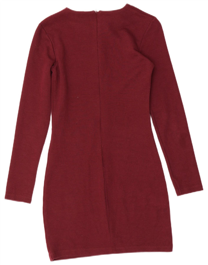 Zara Damen Langarm-Etuikleid, Größe S, Kastanienbraun, Polyester