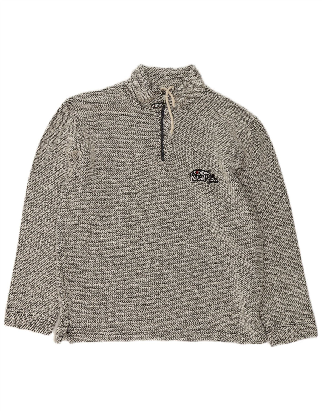 Weird Fish Herren-Sweatshirt mit Reißverschluss am Hals, Größe S, Grau, Baumwolle