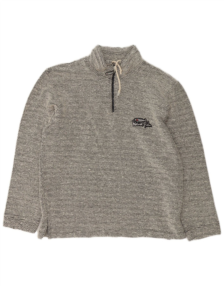 Weird Fish Herren-Sweatshirt mit Reißverschluss am Hals, Größe S, Grau, Baumwolle