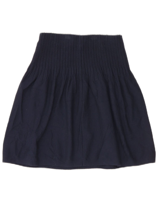 Massimo Dutti Damen-Strickrock in A-Linie, Größe S, W26, marineblaue Viskose