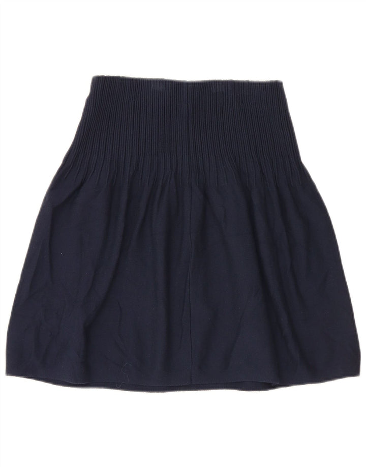 Massimo Dutti Damen-Strickrock in A-Linie, Größe S, W26, marineblaue Viskose