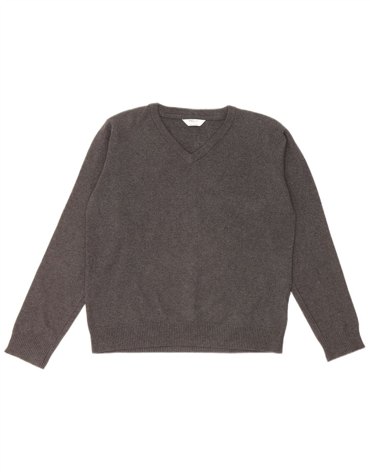 Marks & Spencer Jungen-Pullover mit V-Ausschnitt, 12–13 Jahre, graue Baumwolle