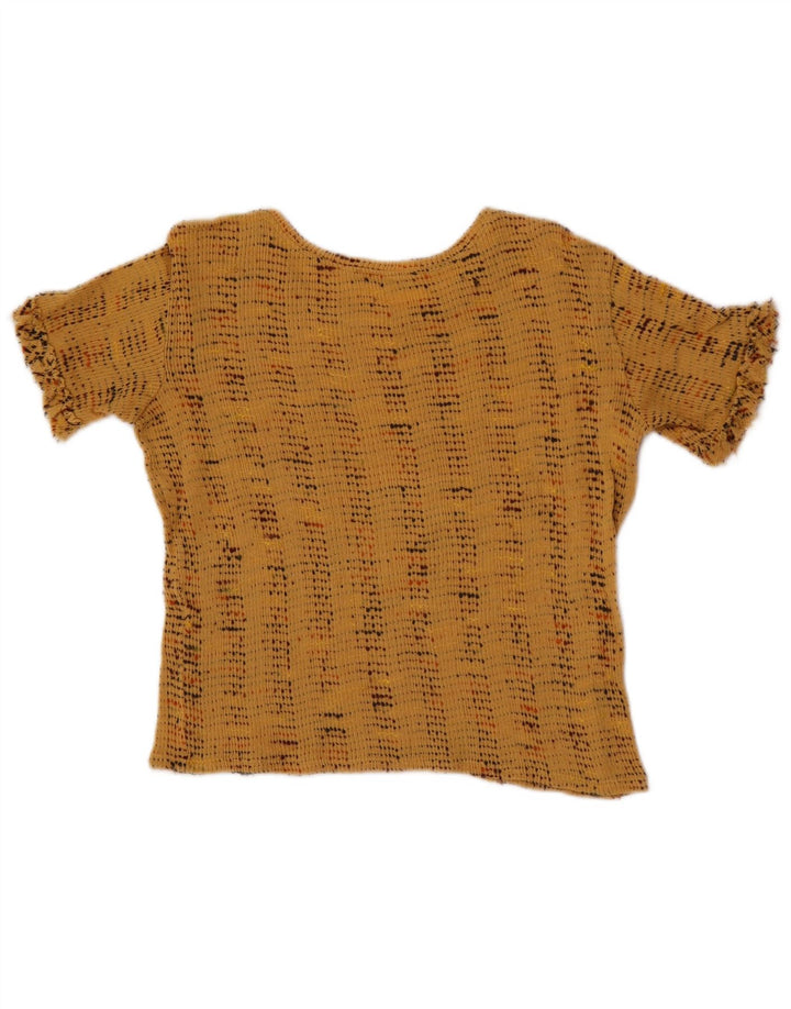 Zara Damen Crop Bluse Top UK 10 Small Beige gestreift