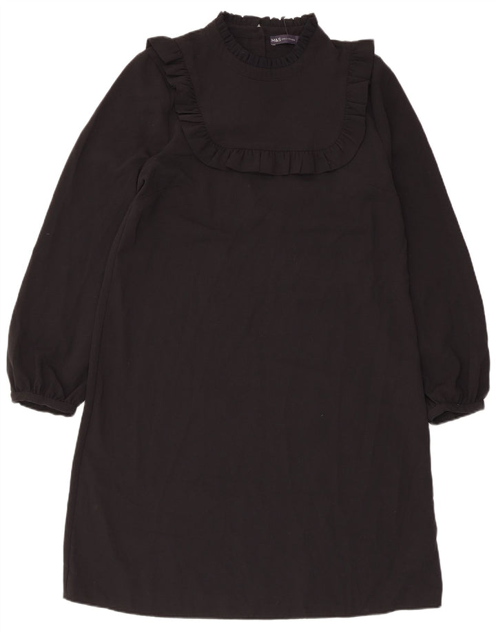 Marks & Spencer Damen Langarm-Etuikleid UK 12 Medium Schwarz