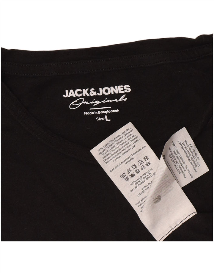 Jack & Jones Herren-T-Shirt mit Grafik, groß, aus schwarzer Baumwolle