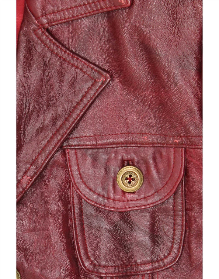 Vintage Damen Lederjacke UK 26 5XL Burgund