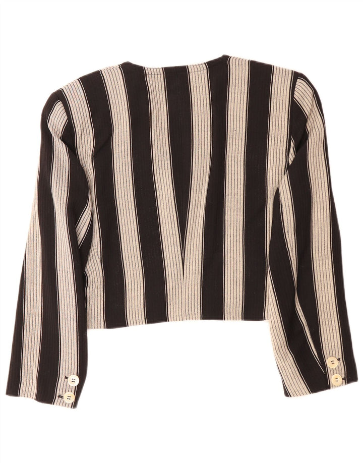 Laurel Womens 1 Button Crop Blazer Jacke EU 36 Kleine schwarz gestreifte Wolle